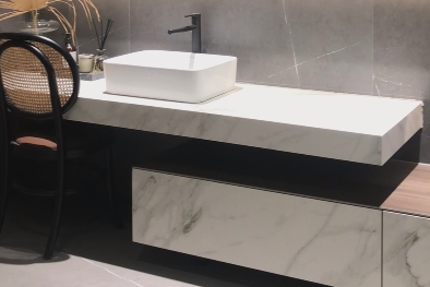 Sintered stone bathroom vanity